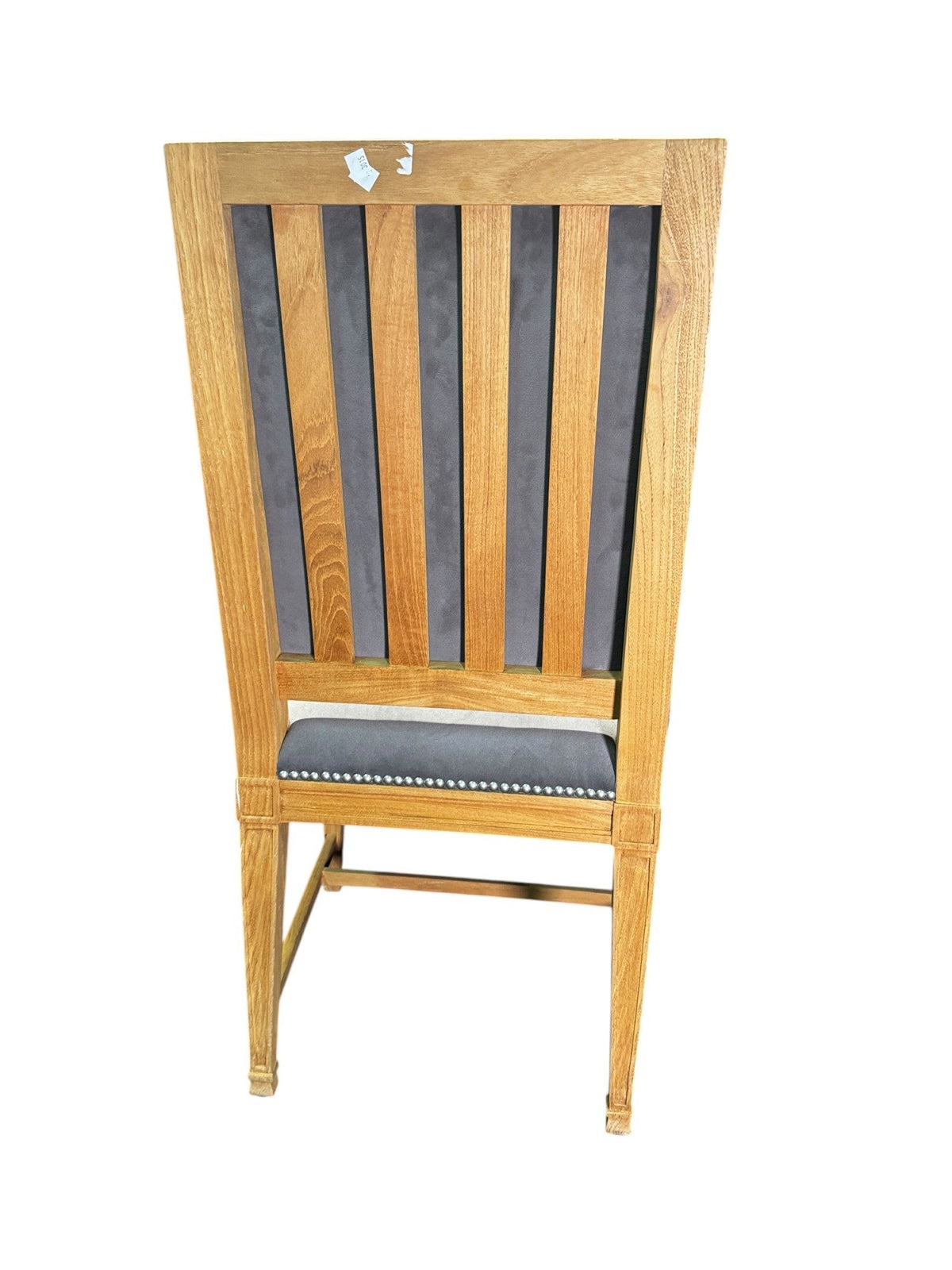 Rear view showing the teak slatted back and stretchers.