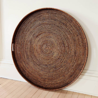 Round Woven Tray with Handles