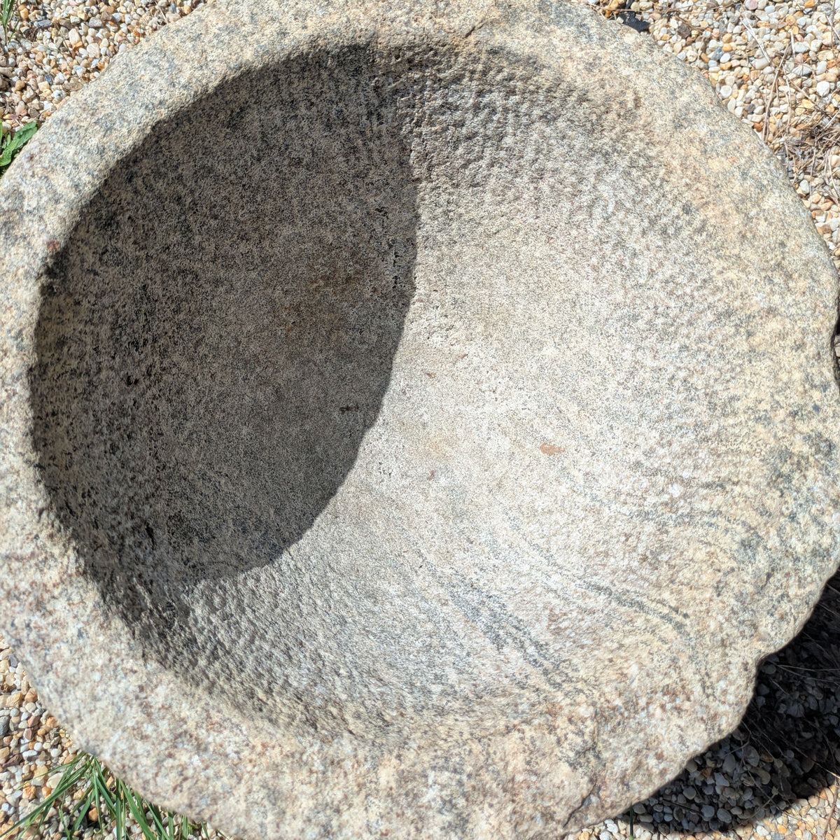Top view of Brune Stone Mortar showing its deep rounded hollow and thick rim.